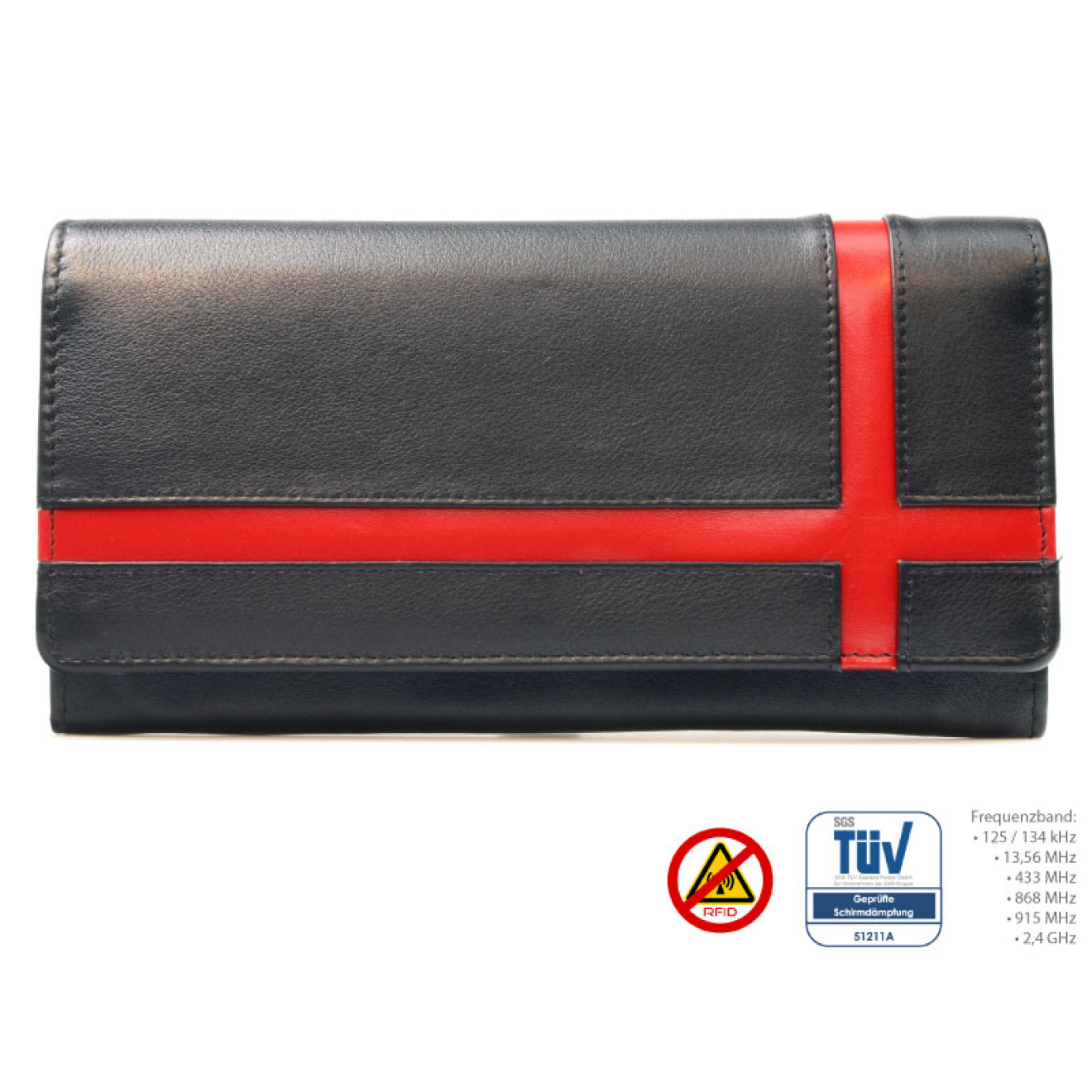 RFID-Schutz: Damenbörse, Leder