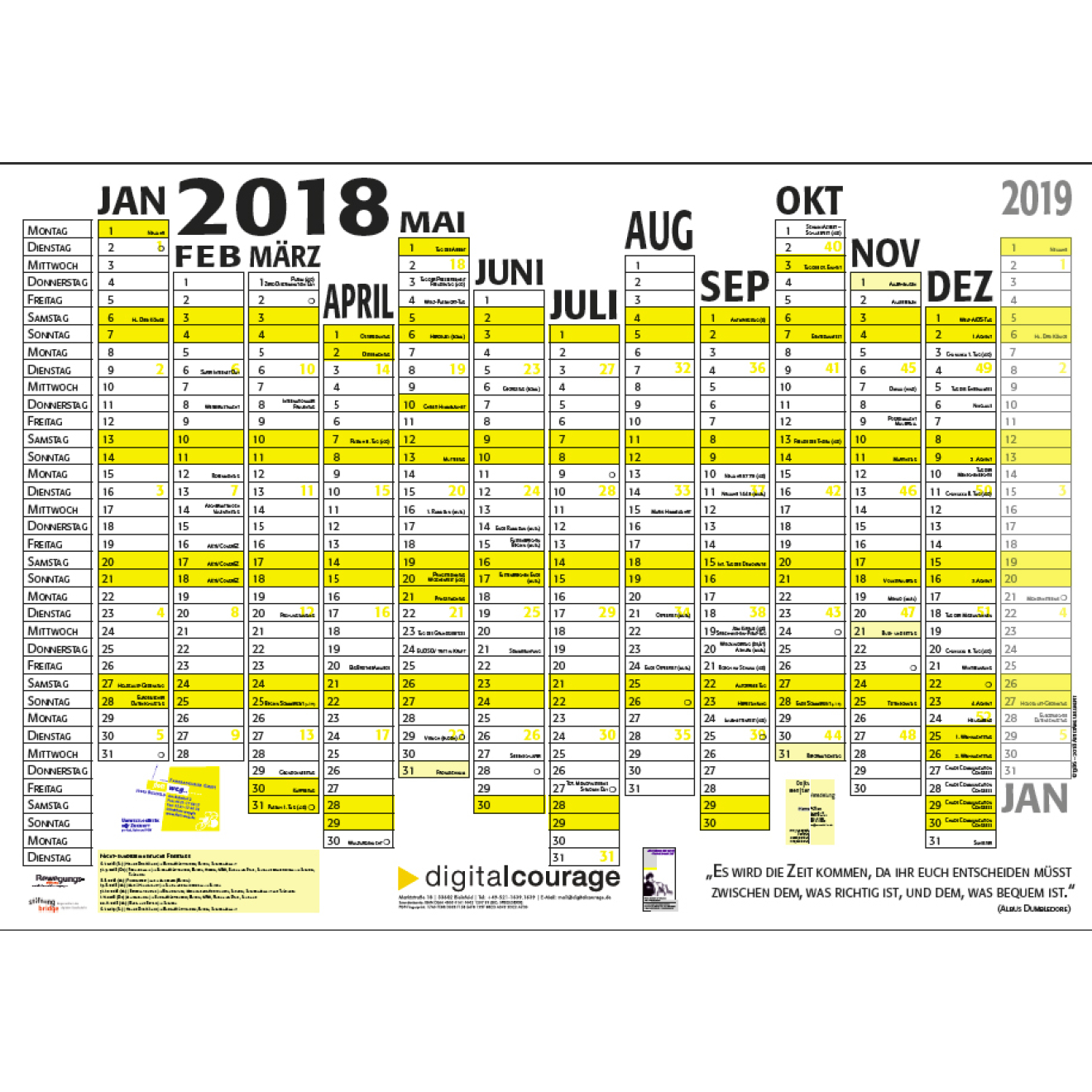 Wandplaner / Kalender 2018 Wandplaner / Kalender 2018
