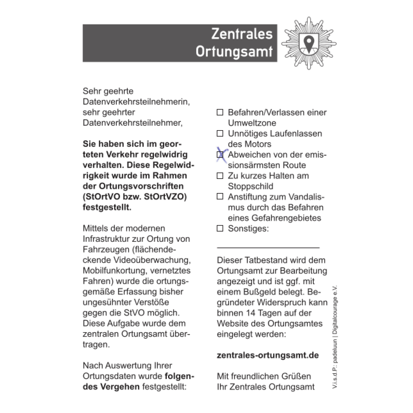 Knöllchen vom Zentralen Ortungsamt Knöllchen vom Zentralen Ortungsamt