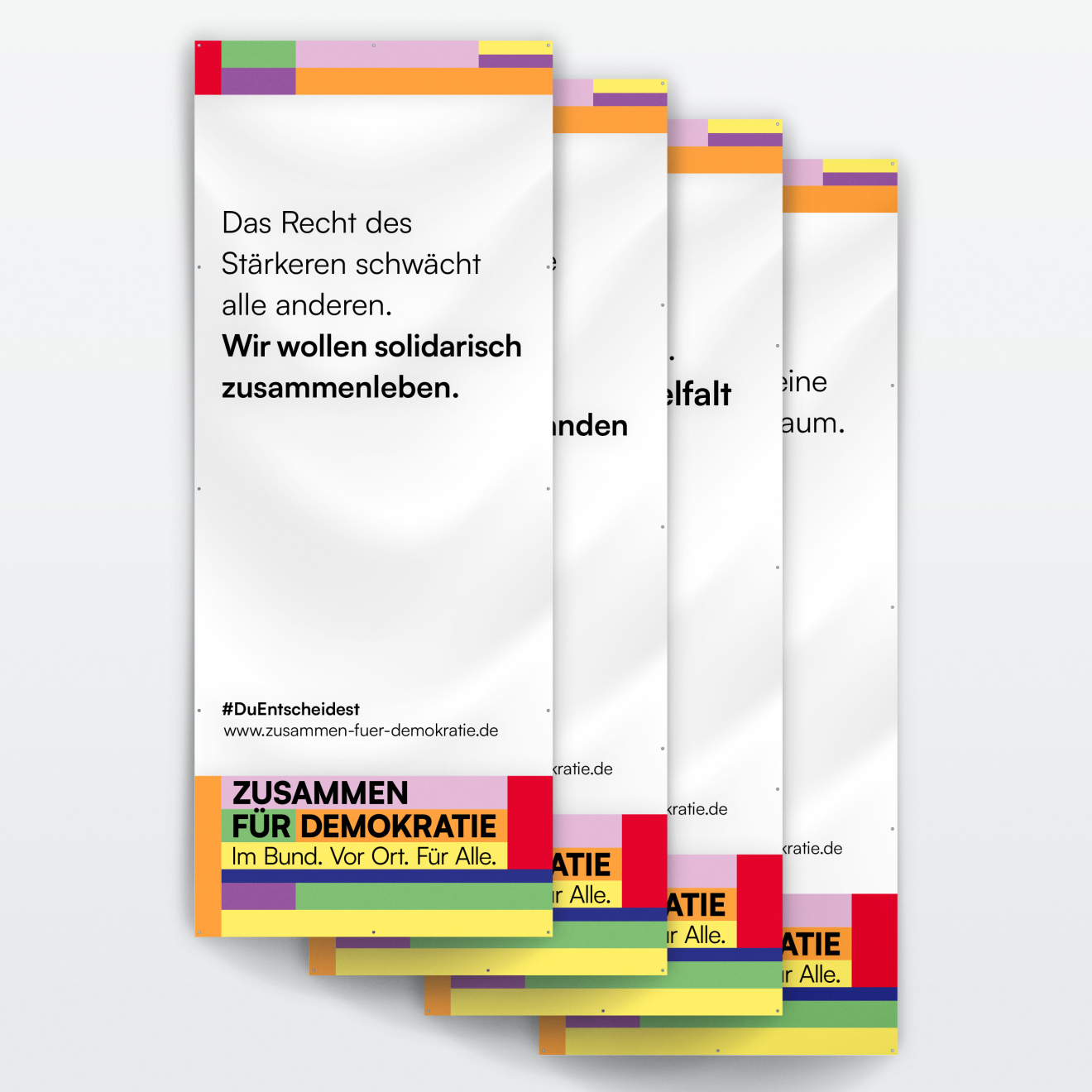 Banner mt vier verschiedenen Motiven