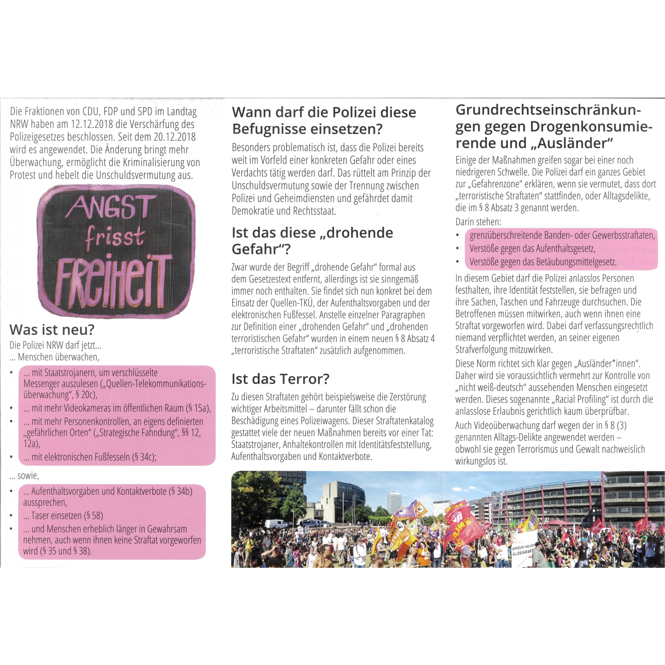 Folder: Polizeigesetz NRW stoppen!