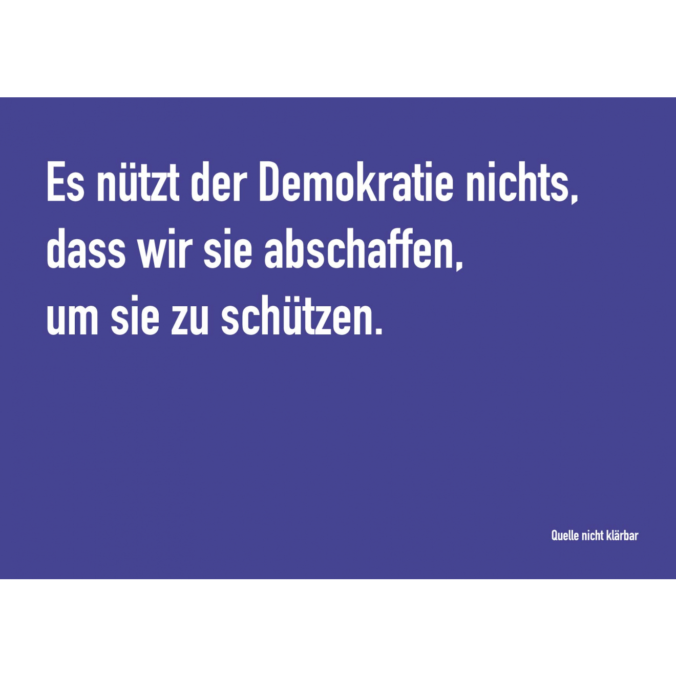 Text-Postkarte: Demokratie abschaffen - blau