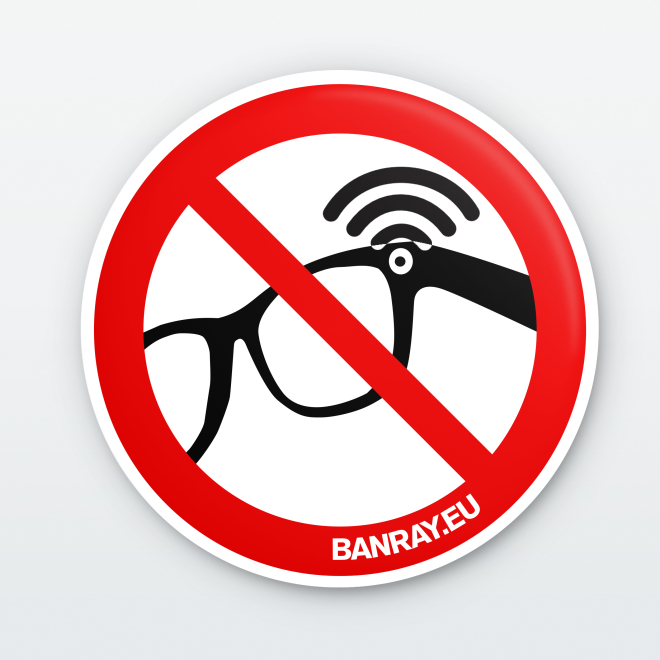 Aufkleber: rund 9 cm, BANRAY.EU (Stopp für Schnüffelbrillen)