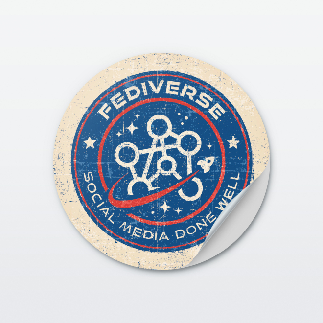 Vintage-Aufkleber Fediverse 4,5 cm