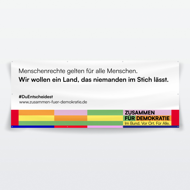 Banner: 3 Meter (Breite) × 1,20 Meter (Höhe) – Querformat zB für für Fassade