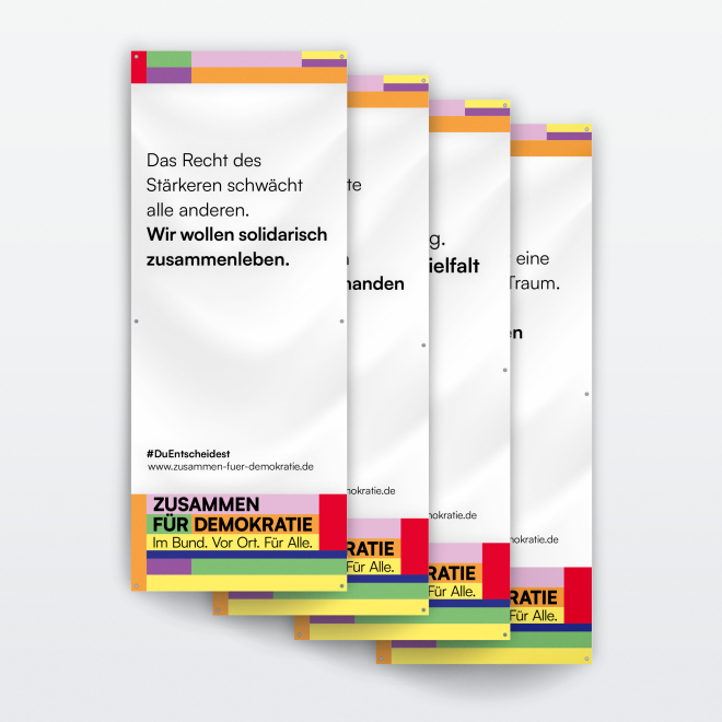 Banner mt vier verschiedenen Motiven