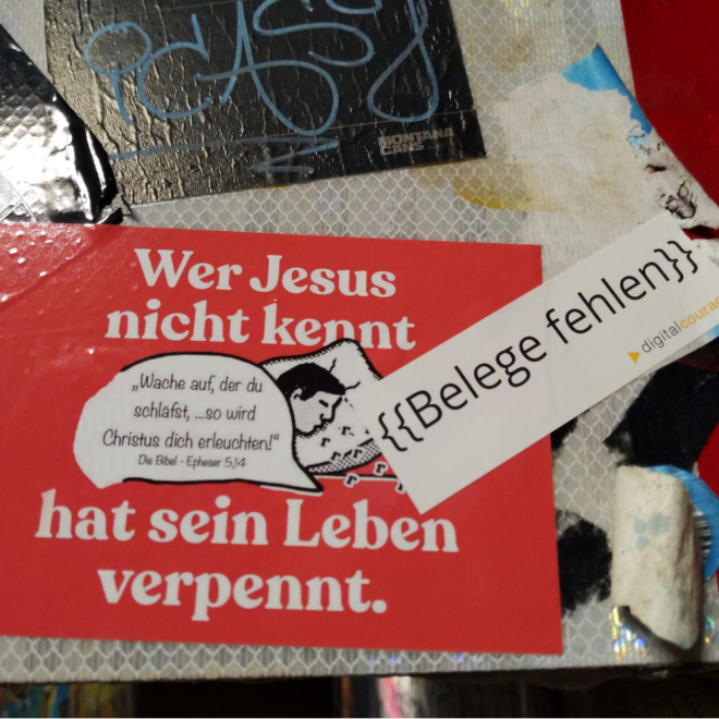 Aufkleber: Belege fehlen