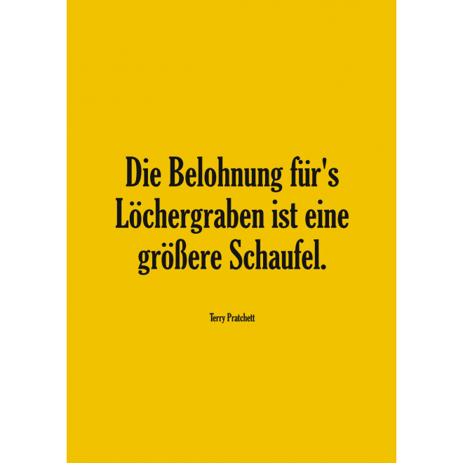 Text-Postkarte: Größere Schaufel - gelb