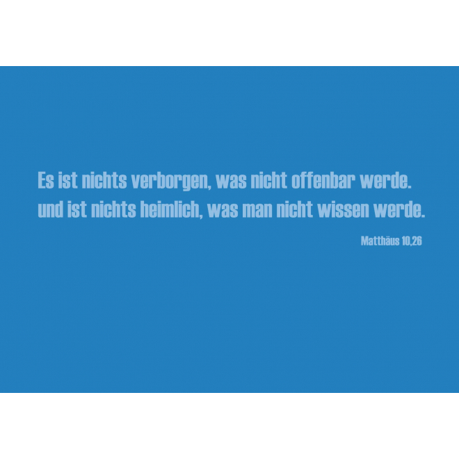 Text-Postkarte: Matthäus 10, 26 - blau