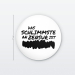Ein weißer Button mit einem Durchmesser von **37 mm** und der Aufschrift: **