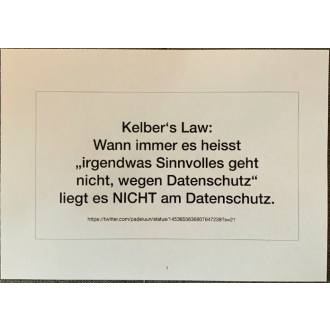 Aufkleber und Postkarte: Kelber's Law - grau