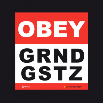 Aufkleber: OBEY GRND GSTZ (Obey Grundgesetz)