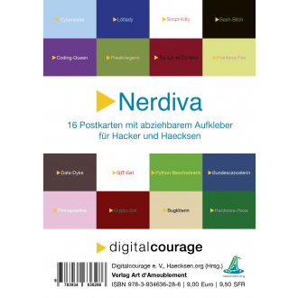 Set: >Nerdiva - Postkarten mit Aufkleber für Haecksen und Hacker