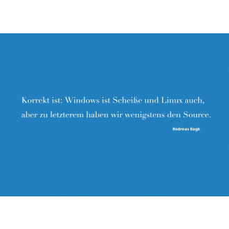 Text-Postkarte: Wenigstens den Source - blau