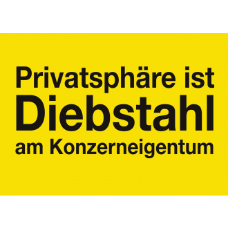 Text-Postkarte: Diebstahl am Konzerneigentum - gelb