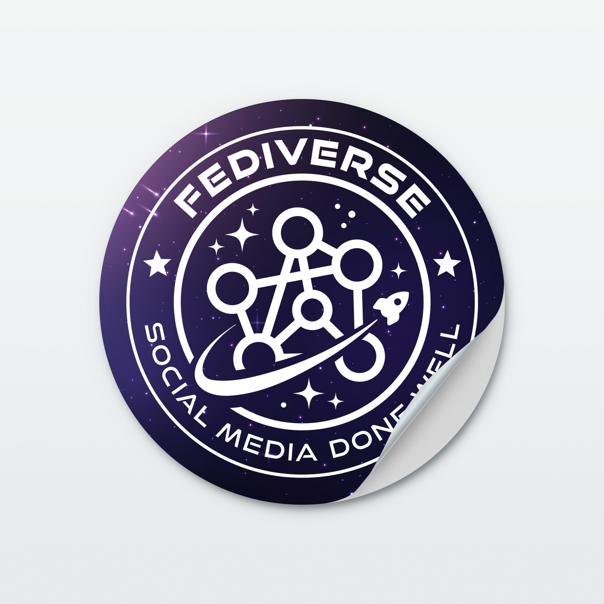 Aufkleber: „Fediverse – Social Media Done Well“